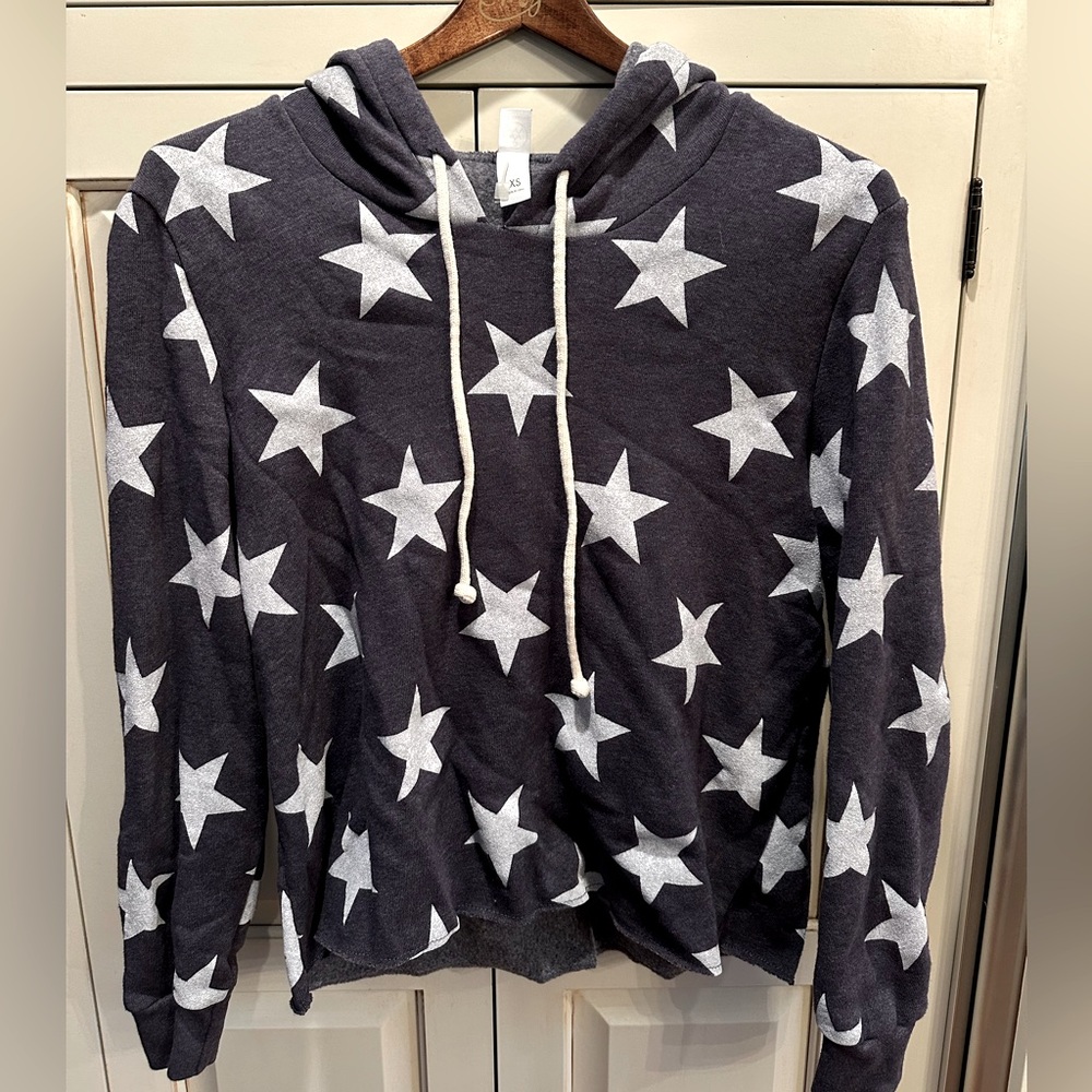 Cozy Dark Blue Star-Printed Hoodie